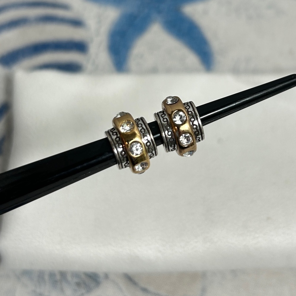 Brighton Dazzle Two-tone Spacer Bead Crystals Silver & Gold Plated Lot of 2 - Picture 2 of 9